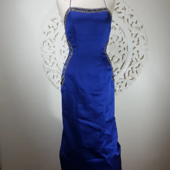 jovani royal blue dress Millà Women's Wonderful White A-line Maxi Dress - blue